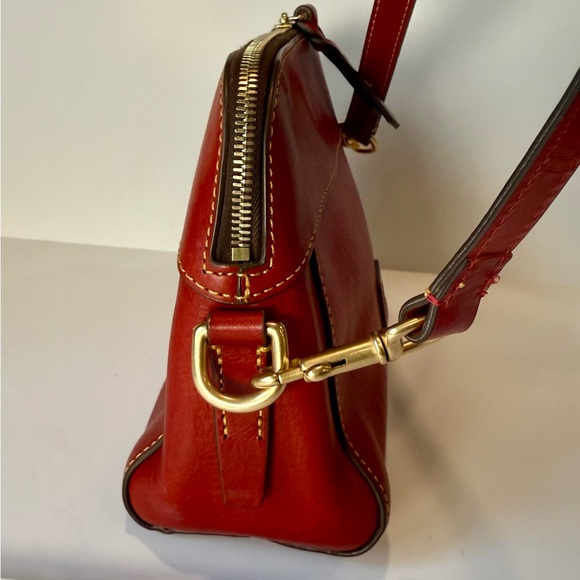 Dooney & Bourke Red Cameron Florentine Pebble Leather Crossbody Bag with Dustbag - Picture 7 of 9